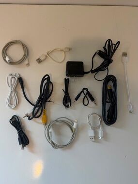 Electronics Cable Lot Kyocera Wall Charger Monster Coax Micro USB Lightning Aux